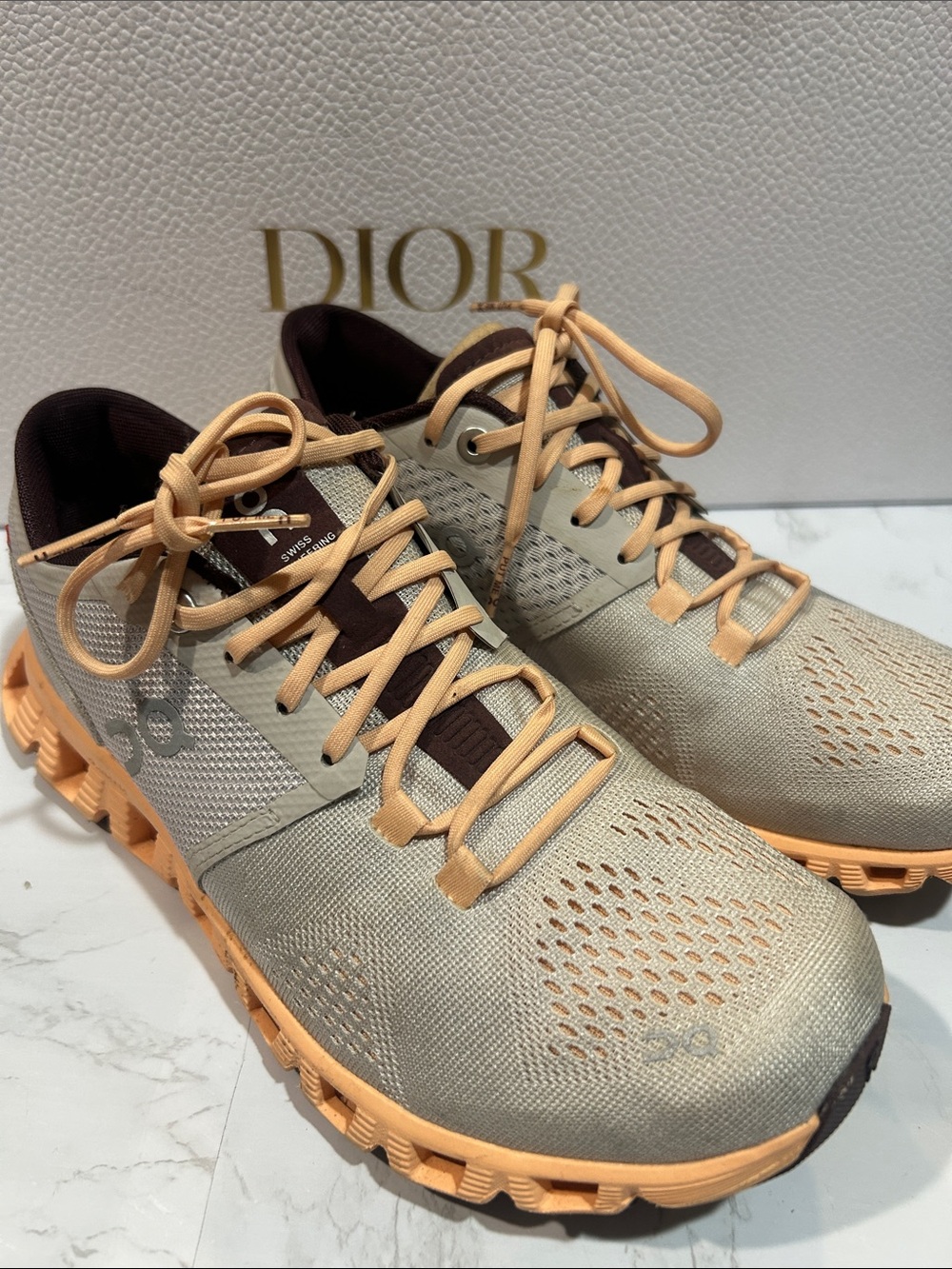 On Cloud On Running Beige & Peach Runner Sneakers